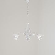 Lampadario in ferro Bianco Argento tre luci vetri Alabastro Bianchi 60x h43 cm