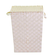 Rectangular lined cream polyester basket cm40x30h53