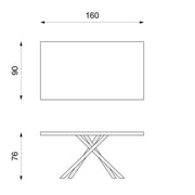 Tavolo fisso in rovere impillacciato e gambe in metallo 160x76h cm