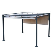 Gazebo Maine con pergola in acciaio 3x3 cm con tende laterali