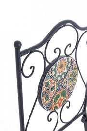 Sedia pieghevole in acciaio NAXOS con seduta e schienale decorate in ceramica 92h cm