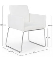 Sedia con braccioli in similpelle Bianco SIXTY 60x54x h80,5 cm