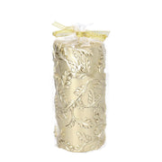 Candela paraffina foglie goffrate oro cm ø7h15