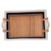 Quadro legno fiori nero tondo cm ø80h2,6