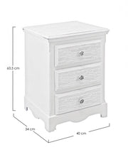 Mobile cassettiera 3 cassetti legno bianco Blanc cm 40 x 34 x 63,5