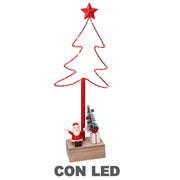 Albero metallo led con babbo natale rosso cm7x15h39