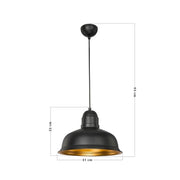 Lampada a sospensione Kumbet MDL3053 metallo nero interno oro