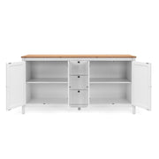 Mobile credenza 4 ante 3 cassetti bianco con top rovere 180x40xh.90 cm