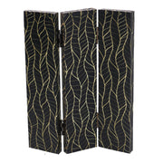 Paravento stampa 3 ante nero decori orocm 120,6x2,5xh180,6x2,5xh180