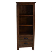 Mobile libreria noce country con 3 vani a vista e 2 cassetti 60x36xh. 150 cm