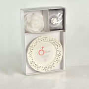 Candela c/piattino rosa marte licheni&muschio cm26x17h4,5 - 8 ore