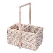 Portabottiglie rattan algarve 2 posti bianco rettangolare cm24,5x14,5h13/31