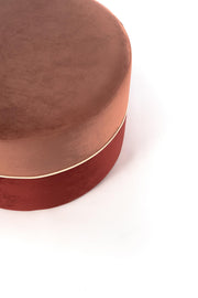 Pouf velluto legno rosa antico e bordeaux cm 62 x 62 x h 39