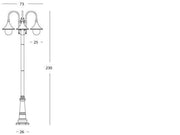 Lampada a Sospensione in Alluminio con Diffusori Trasparenti - 3 Lampade - Altezza Max 150mm ruggine